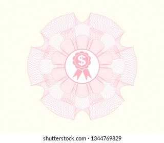 Pink abstract linear rosette with business ribbon icon inside