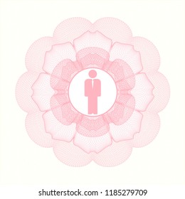 Pink abstract linear rosette with businessman icon inside