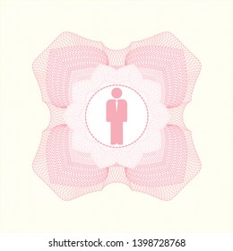 Pink abstract linear rosette with businessman icon inside