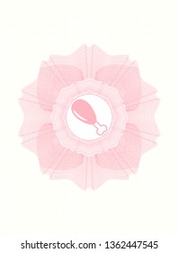 Pink abstract linear rosette with chicken leg icon inside