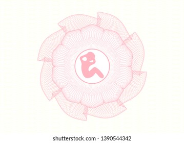 Pink abstract linear rosette with crunch icon inside