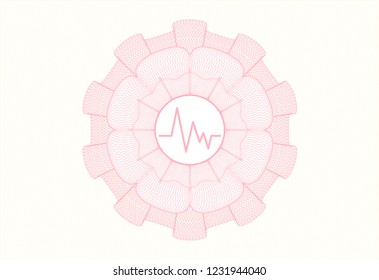 Pink abstract linear rosette with electrocardiogram icon inside