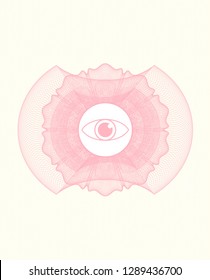 Pink abstract linear rosette with eye icon inside