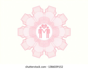 Pink abstract linear rosette with gay men love icon inside