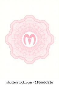 Pink abstract linear rosette with goat head icon inside