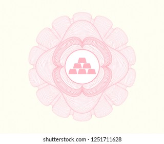 Pink abstract linear rosette with gold bullion icon inside