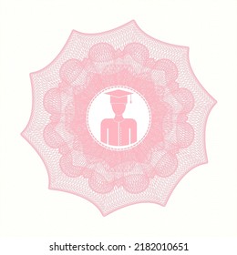 Rosette lineal abstracto rosa. con icono graduado dentro