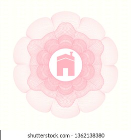 Pink abstract linear rosette with house icon inside