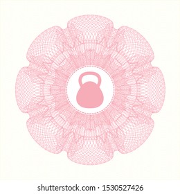 Pink abstract linear rosette with kettlebell icon inside