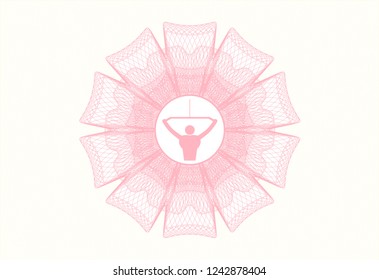 Pink abstract linear rosette with lat pull down, exercise icon inside