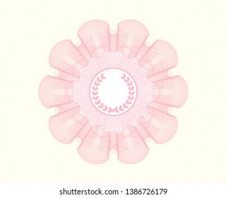 Pink abstract linear rosette with leaf crown icon inside