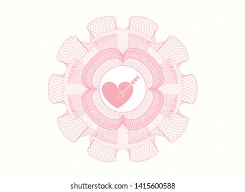 Pink abstract linear rosette with love icon inside