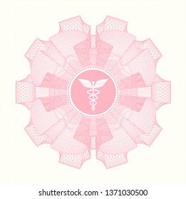 Pink abstract linear rosette with medicine icon inside