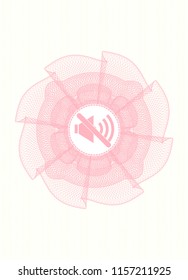 Pink abstract linear rosette with mute icon inside