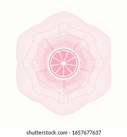 Rosa abstrakte lineare Rosette mit orangefarbenem Symbol