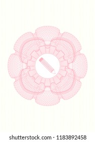 Pink abstract linear rosette with pencil icon inside