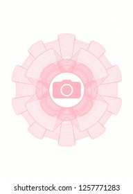 Pink abstract linear rosette with photo camera icon inside
