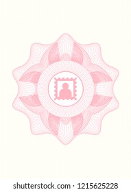 Pink abstract linear rosette with picture icon inside