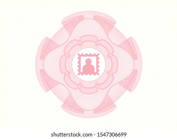 Pink abstract linear rosette with picture icon inside