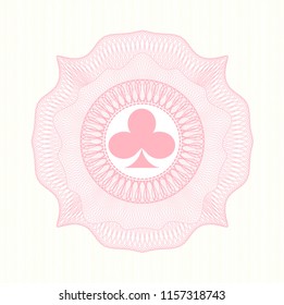 Pink abstract linear rosette with poker clover icon inside