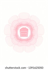 Pink abstract linear rosette with popcorn icon inside