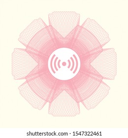 Pink abstract linear rosette with signal icon inside