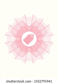 Pink abstract linear rosette with tag icon inside
