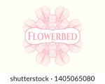 Pink abstract linear rosette with text Flowerbed inside