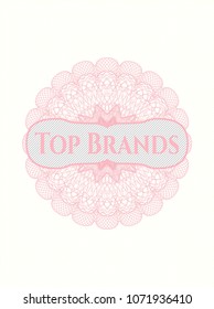  Pink abstract linear rosette with text Top Brands inside