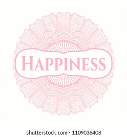  Pink abstract linear rosette with text Happiness inside