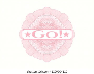  Pink abstract linear rosette with text Go! inside