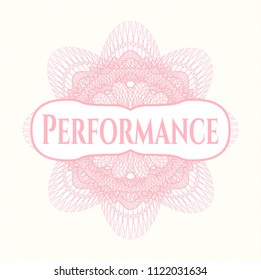 Pink abstract linear rosette with text Performance inside