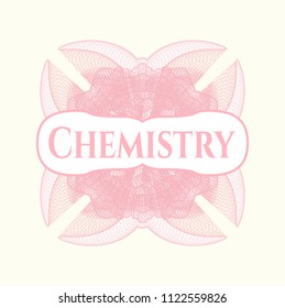 Pink abstract linear rosette with text Chemistry inside