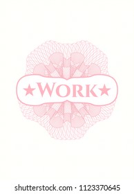 Pink abstract linear rosette with text Work inside