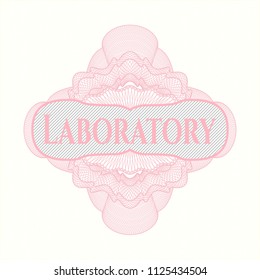 Pink abstract linear rosette with text Laboratory inside