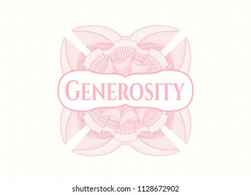 Pink abstract linear rosette with text Generosity inside