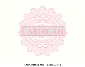 Pink abstract linear rosette with text Cardigan inside