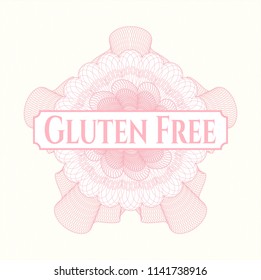 Pink abstract linear rosette with text Gluten Free inside