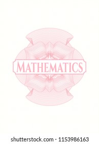 Pink abstract linear rosette with text Mathematics inside