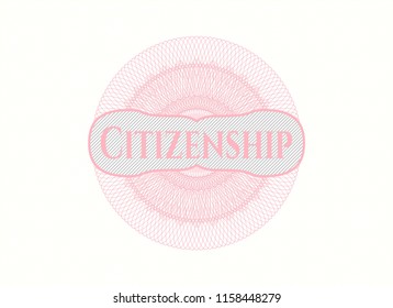 Pink abstract linear rosette with text Citizenship inside