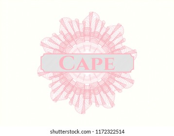 Pink abstract linear rosette with text Cape inside