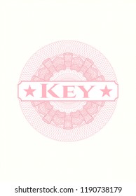 Pink abstract linear rosette with text Key inside