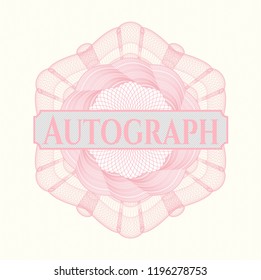 Pink abstract linear rosette with text Autograph inside