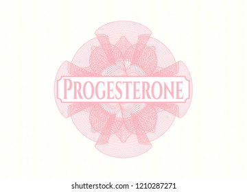 Pink abstract linear rosette with text Progesterone inside