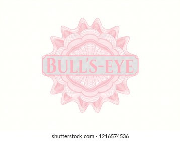 Pink abstract linear rosette with text Bull's-eye inside