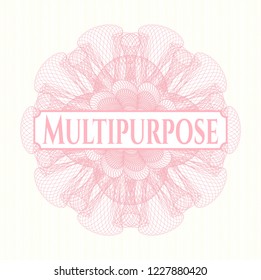 Pink abstract linear rosette with text Multipurpose inside