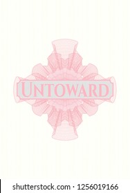 Pink abstract linear rosette with text Untoward inside