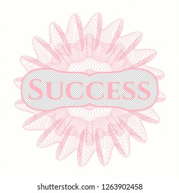 Pink abstract linear rosette with text Success inside