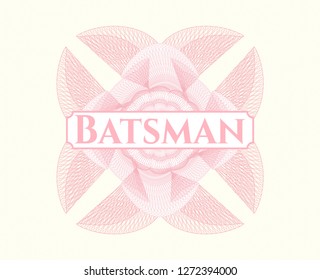 Pink abstract linear rosette with text Batsman inside