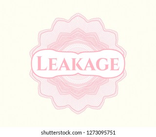 Pink abstract linear rosette with text Leakage inside